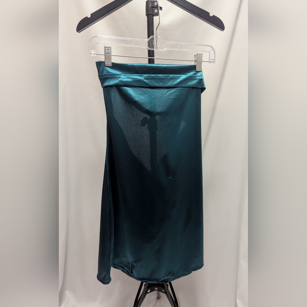 Satin Pencil Dress In Teal